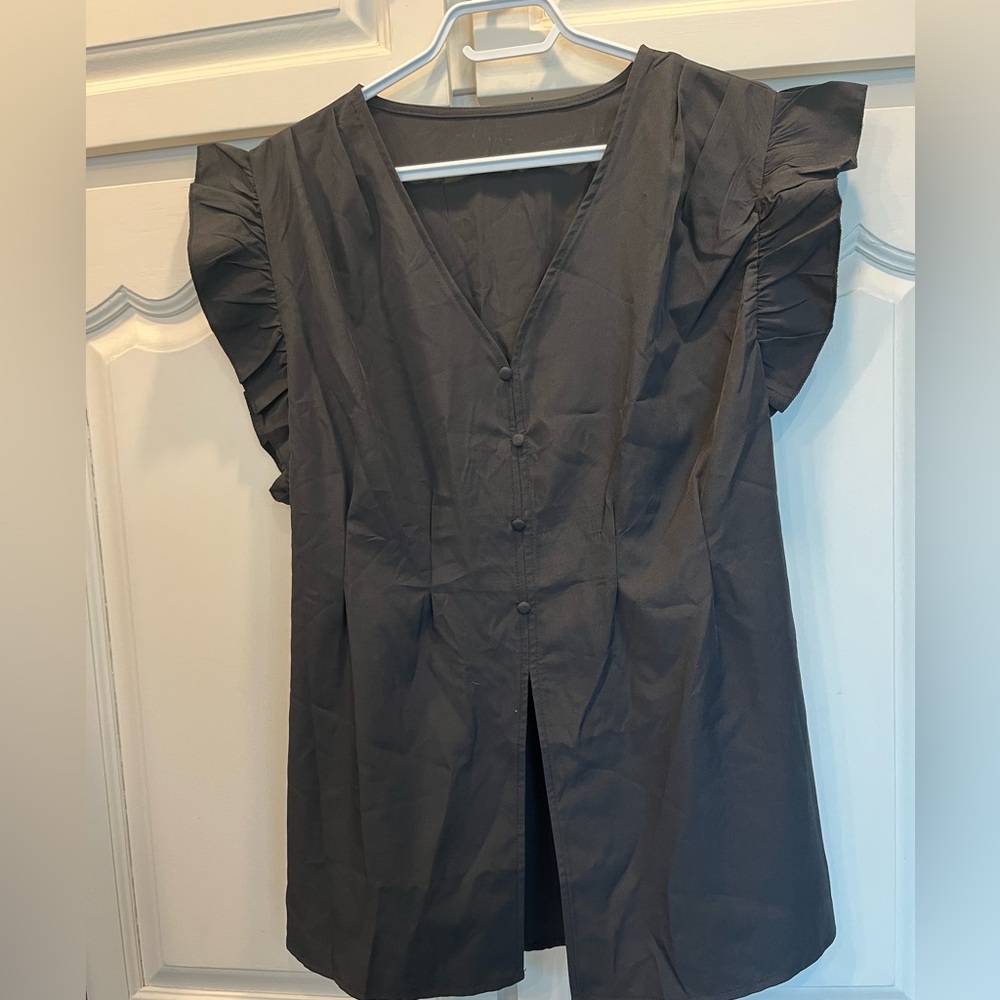 Elegant Black Ruffle Sleeve Top